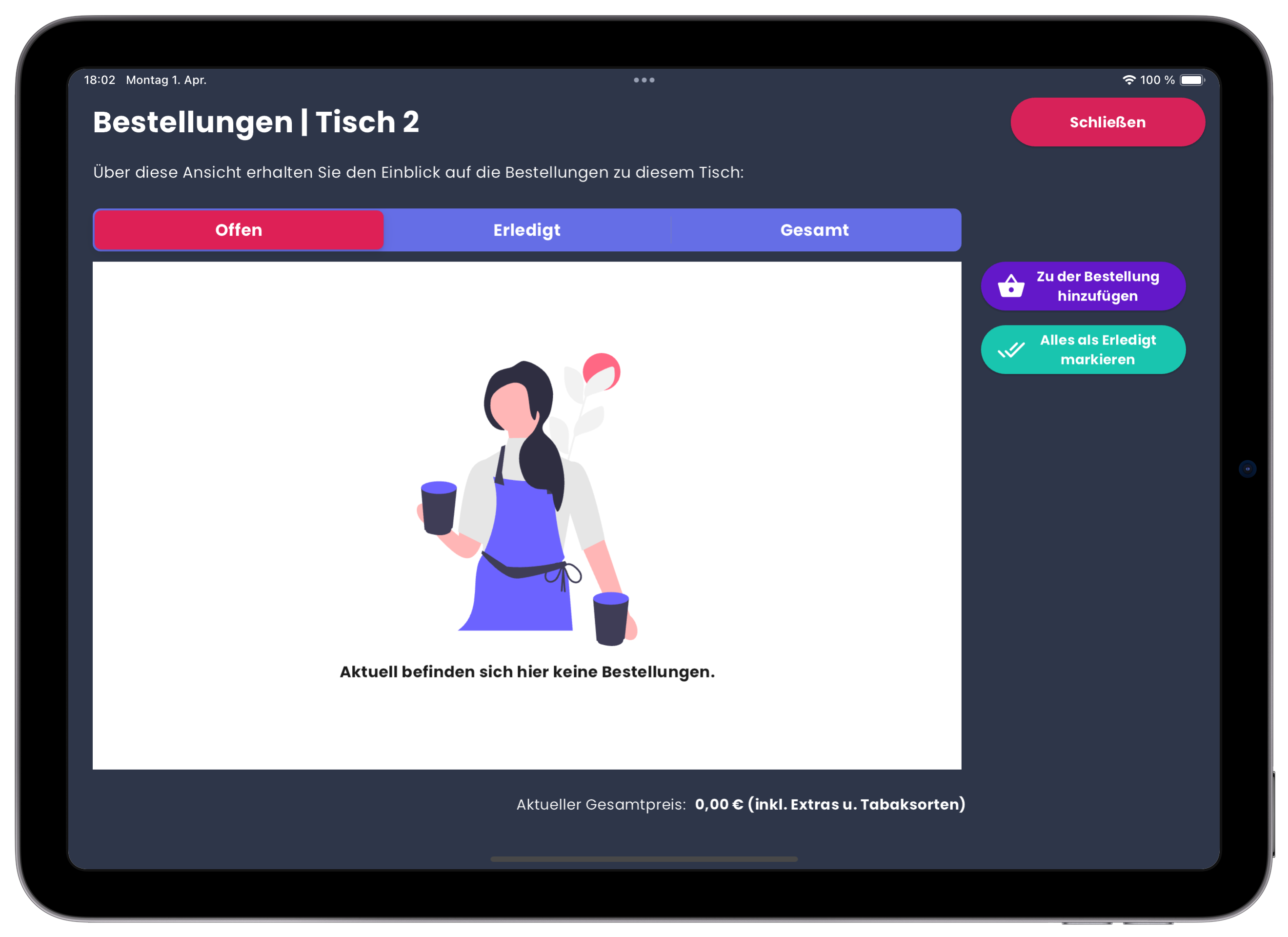 Flavo Manager - Tischverwaltung Dashboard